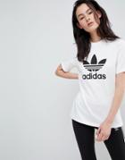 Adidas Originals Trefoil Oversized T-shirt In White - White
