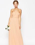 Asos Petite Wedding Ruched Bodice Bandeau Maxi Dress - Pink