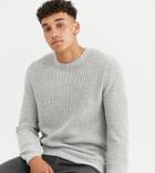 Asos Design Tall Heavyweight Fisherman Rib Sweater In Gray