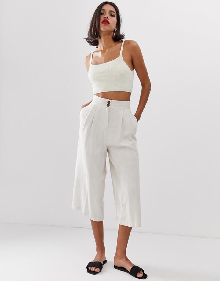 Asos Design Gutsy Linen Culottes-cream