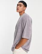 Asos Design Oversized T-shirt In Gray Towelling-grey