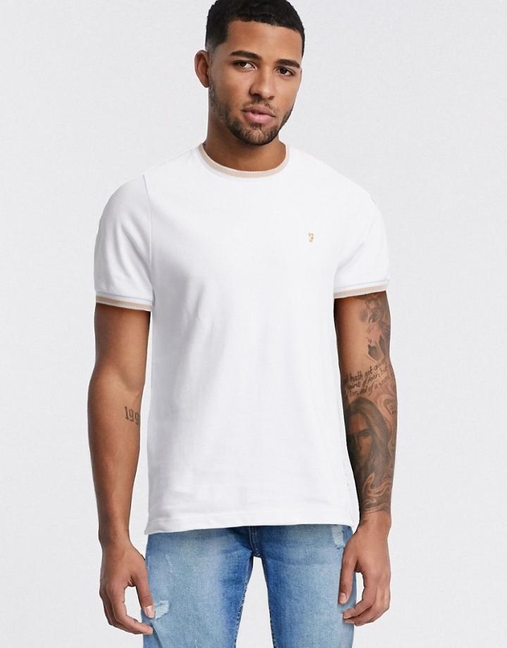 Farah Beatnik Pique Ringer T-shirt In White