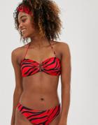 Gestuz Cana Zebra Print Bikini Top - Red