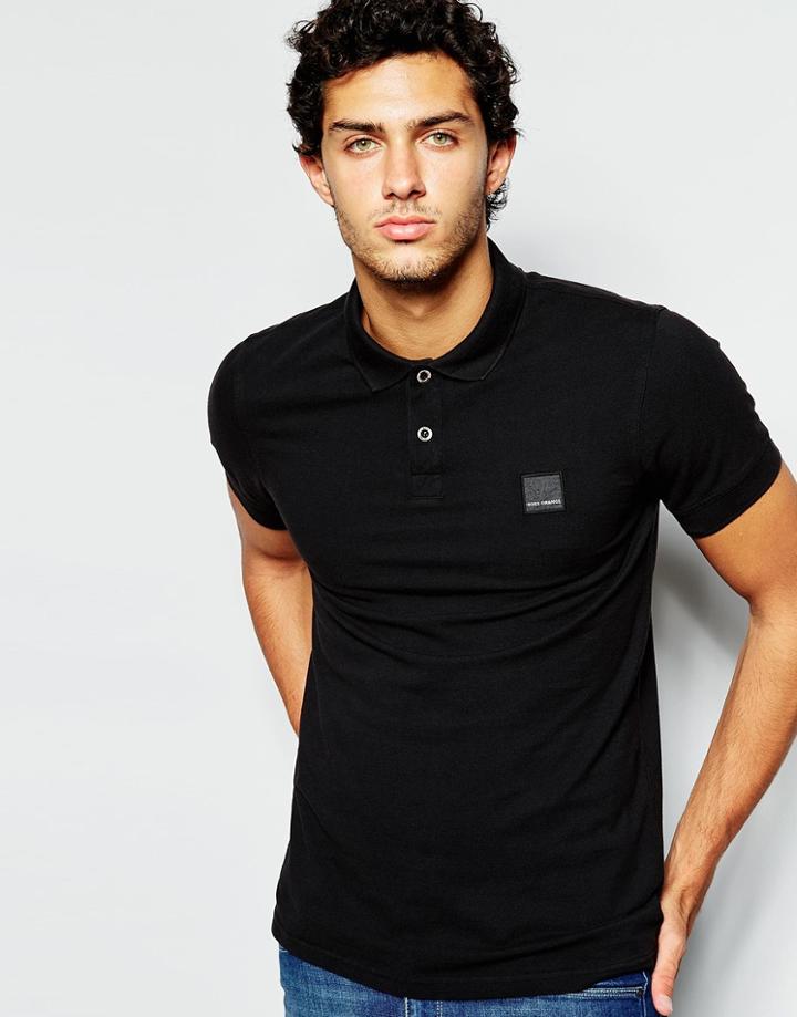 Boss Orange Polo Shirt With Logo - Black