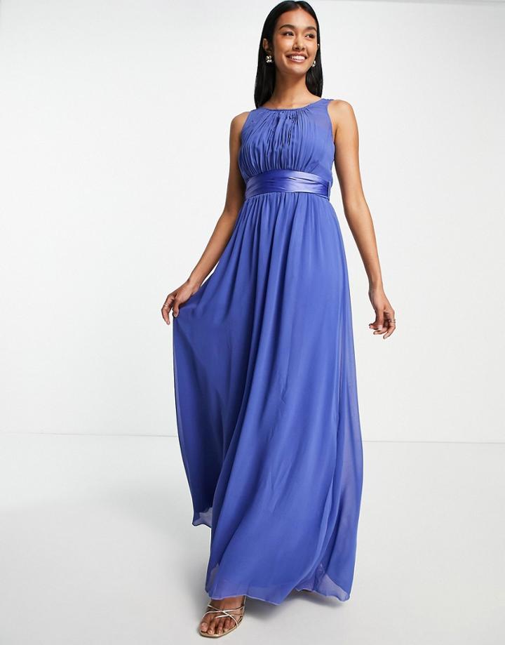 Little Mistress Bridesmaid Chiffon Maxi Dress In Blue