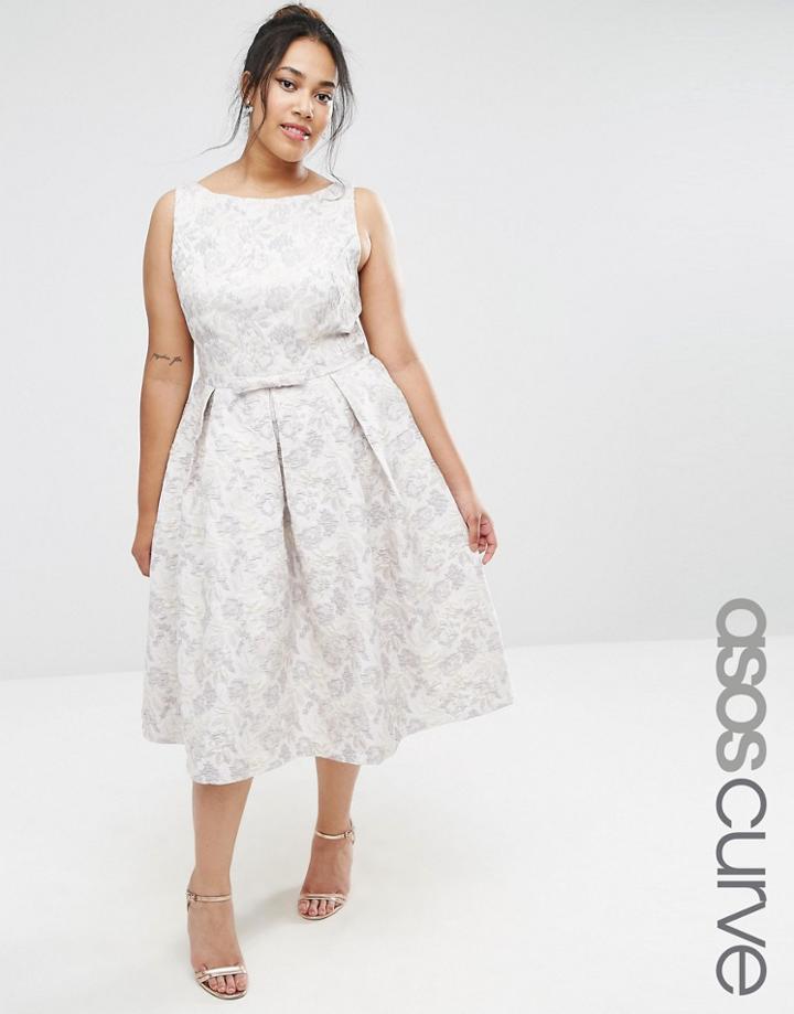Asos Curve Wedding Jacquard Prom Midi Dress - Multi