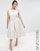 Asos Curve Wedding Jacquard Prom Midi Dress - Multi