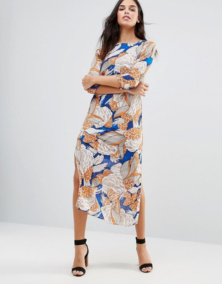 Traffic People Leaf Print Maxi Dress - Multi
