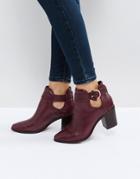 Ted Baker Sybell Burgundy Leather Heeled Ankle Boots - Red