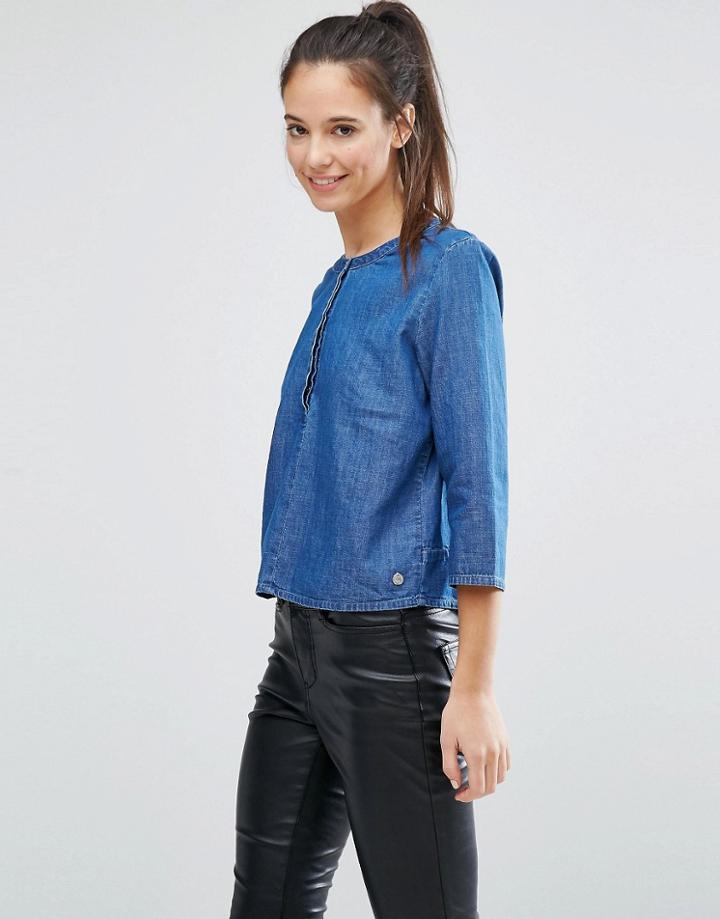 Only Grandad Collar Shirt - Blue