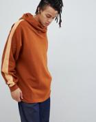 Asos Design Oversized Hoodie With Slouch Neck And Side Stripe-brown