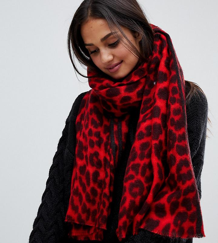 Stitch & Pieces Red Leopard Scarf - Red