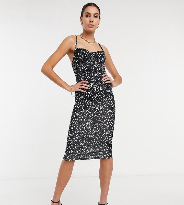 Asos Design Tall Cami Cowl Midi Dress In Abstract Print-multi