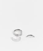 Asos Design 3 Pack Waterproof Stainless Steel Ring Set With Cutwork Emboss In Silver Tone