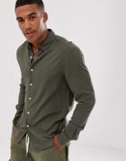 Asos Design Regular Fit Viscose Shirt In Khaki