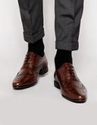 Asos Oxford Brogue Shoes In Leather - Brown
