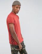 Night Addict Side Print T-shirt With Mock Neck - Red
