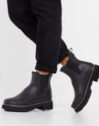 Hunter Refined Vegan Stitch Chunky Ankle Boots In Black