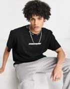 The Couture Club Oversized T-shirt In Black With Racer Logo Print And Jacquard Neck Rib