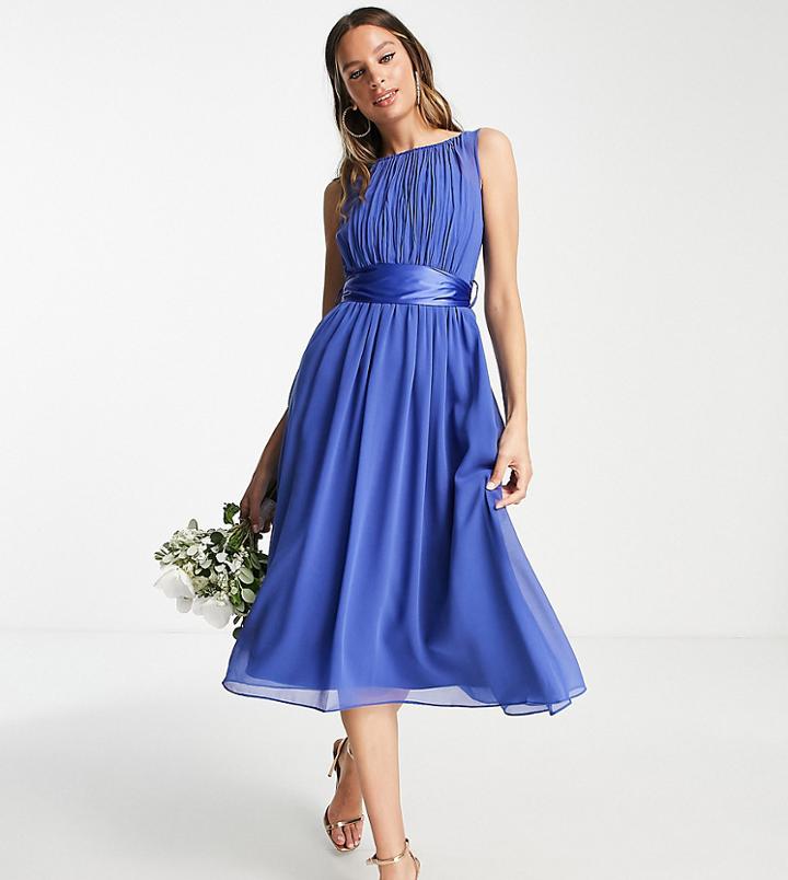 Little Mistress Tall Bridesmaid Midi Skater Dress In Blue