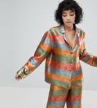 Reclaimed Vintage Inspired Rainbow Brocade Shirt Co-ord - Multi