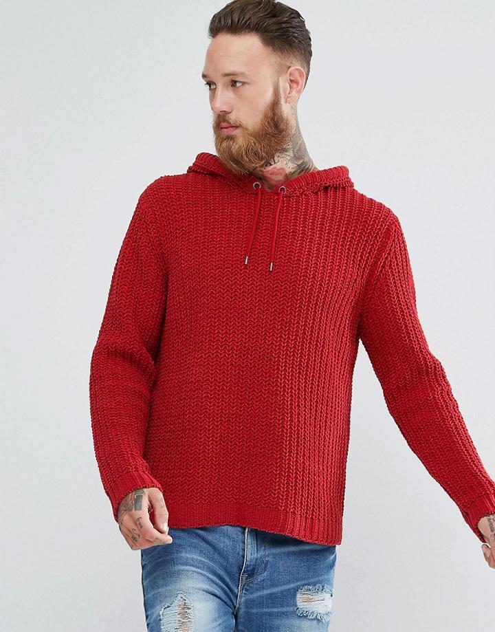 Asos Textured Chenille Hoodie In Orange - Orange