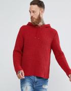 Asos Textured Chenille Hoodie In Orange - Orange