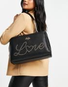 Love Moschino Love Chain Detail Shoulder Bag In Black