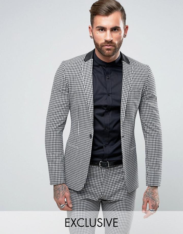 Religion Super Skinny Suit Jacket In Gingham - Multi