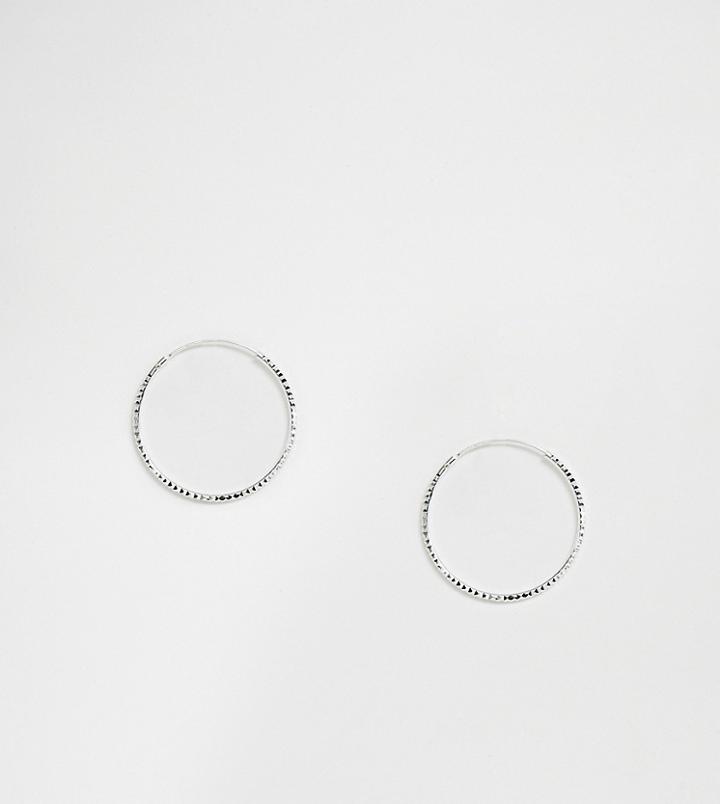 Kingsley Ryan Sterling Silver 20mm Sparkly Hoop Earrings - Silver