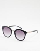 Jeepers Peepers Women's Round Sunglasses With Arm Detail-black
