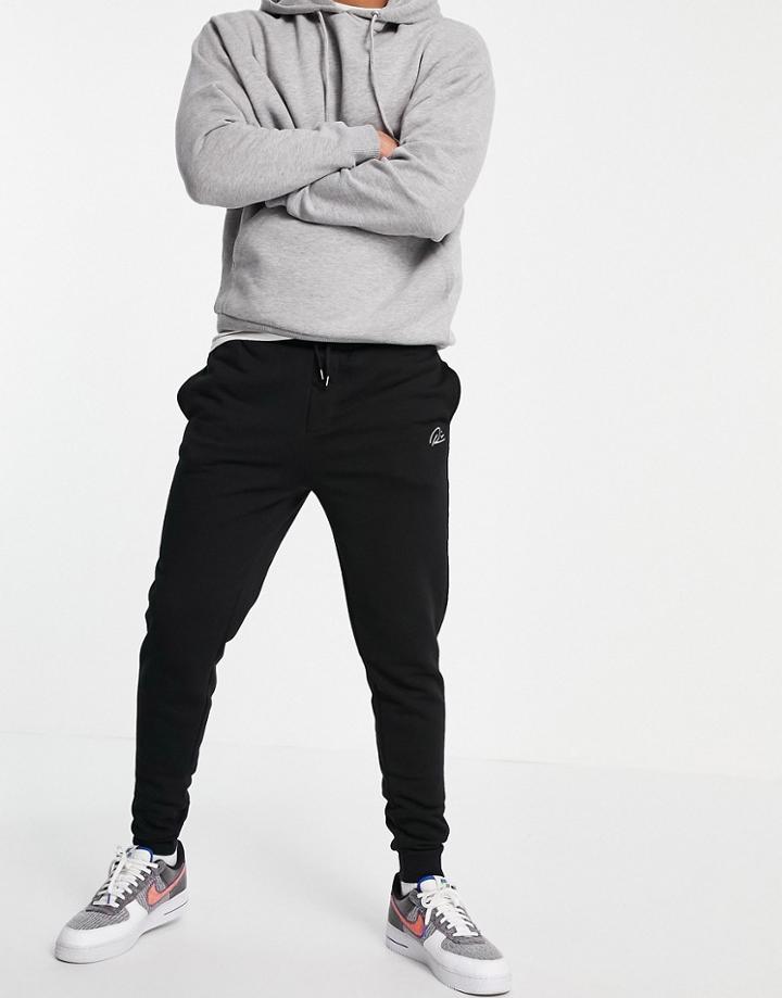 River Island Script Muscle Fit Sweatpants In Black