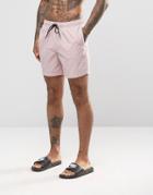 Asos Swim Shorts In Pink Acid Wash Mid Length - Pink