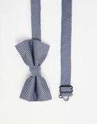 Asos Bow Tie With Navy Stripe - Navy