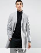 Noak Skinny Smart Overcoat With Shawl Lapel - Gray