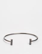 Pilgrim Open Bangle With Gems - Silver