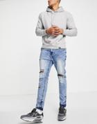 Night Addict Skinny Fit Jeans In Midwash Blue