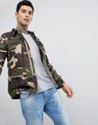 Schott Williams M65 Military Camo Print Jacket With Badges In Green - Green