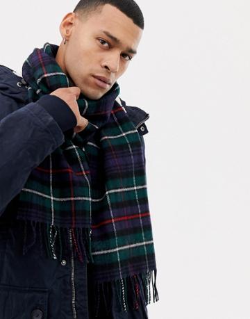 Glen Lossie Plaid Lambswool Scarf - Black