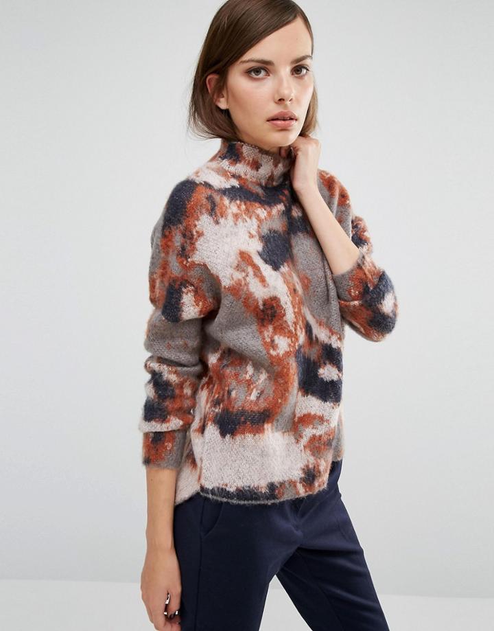 Selected High Neck Sweater In Marble Melange - Multi