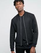 Jack & Jones Wool Zipped Bomber - Black