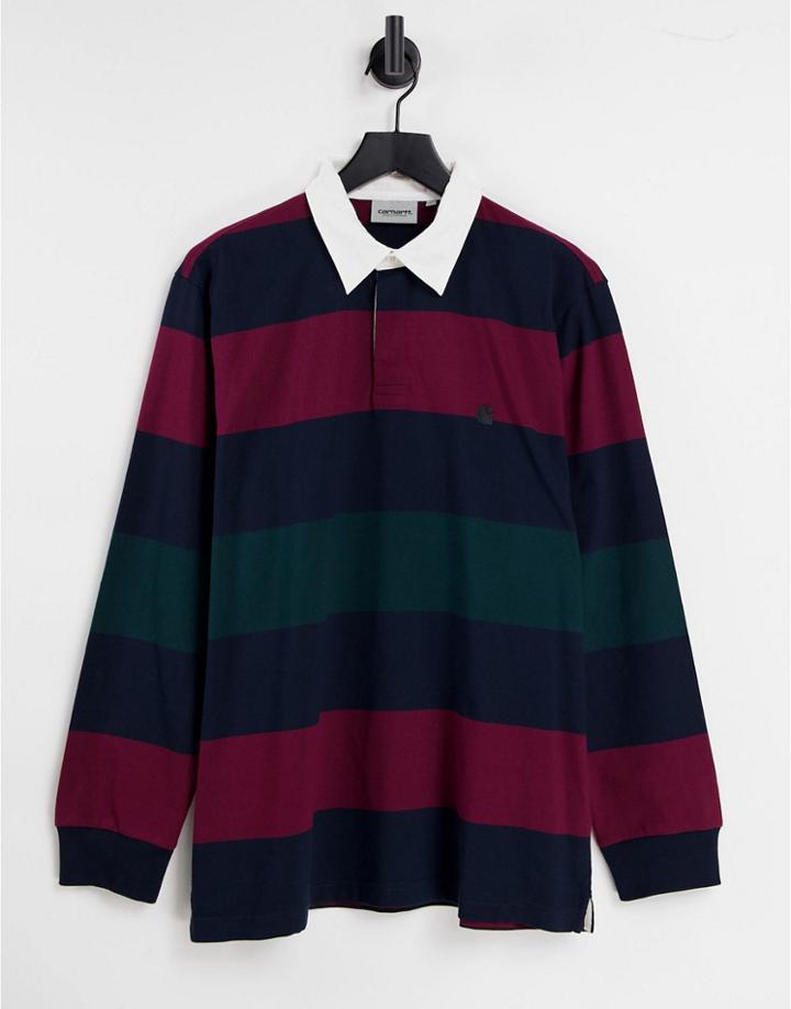 Carhartt Wip Hansen Rugby Polo In Navy Multi