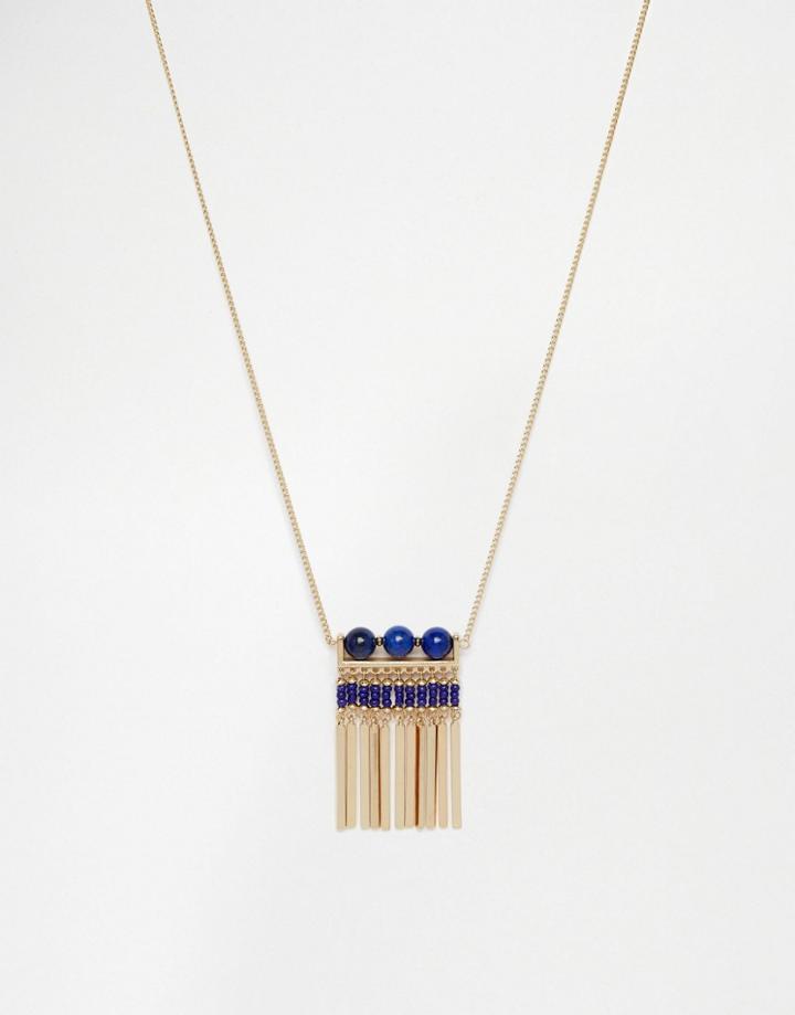 Ashiana Necklace With Beaded Tassel Detail - Gold