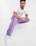 Crooked Tongues Set Sweatpants With Purple Cut & Sew Panels
