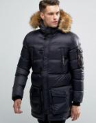 11 Degrees Parka With Faux Fur Hood - Black