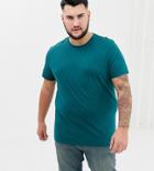 Asos Design Plus Organic T-shirt With Crew Neck In Green - Green