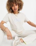 Na-kd Organic Cotton Logo Print T-shirt In Beige-neutral