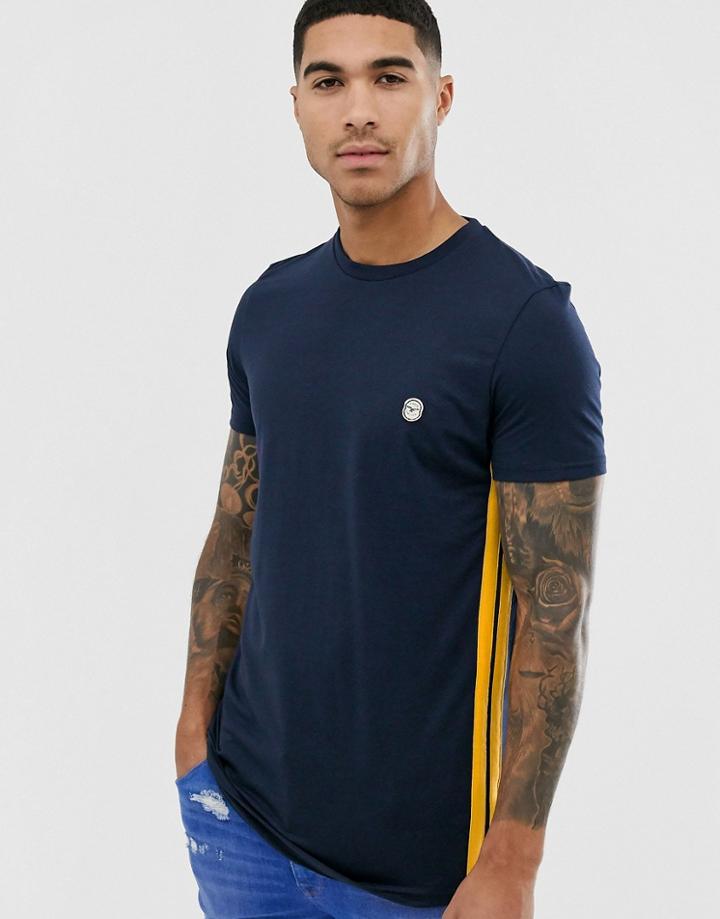 Le Breve Side Stripe T-shirt-navy