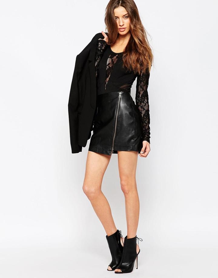 Y.a.s Utility Leather Skirt - Black