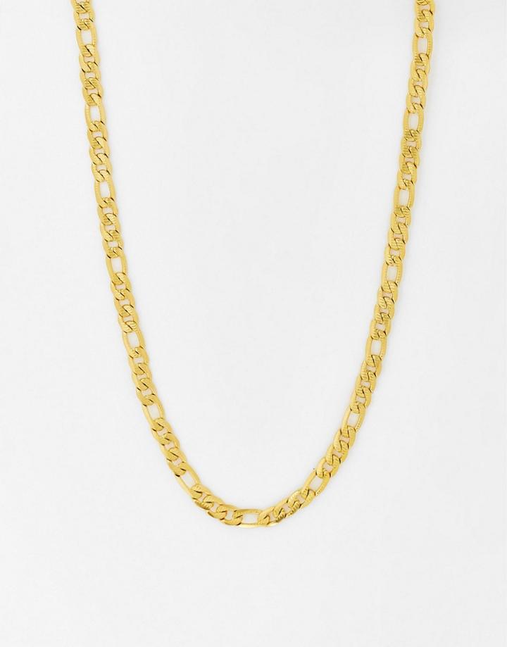 Icon Brand Stainless Steel Figaro Necklace In Gold Tone